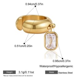 1pcs Delicate CZ Zircon Double Layer C-shape Chunky Cuff Earrings Stainless Steel No Piercing Cartilage Ear Clip Luxury Jewelry