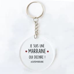 Best Godmother In World Print Keychain Circle Monogram Acrylic Keyring Fashion Key Chain Festive Birthday Gifts for Marraine