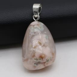 Natural Semi-precious Stone Pendant Irregular Cherry Blossom Agate for DIY Jewelry Making Necklace Size15x20-18x25