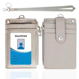 1Piece Neck Hanging Zipper Card Storage Box PU Leather Portable Lightweight Card Holder Teacher Student Work Supplies