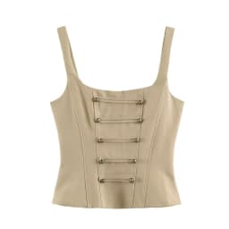 Guobioziy Women's Top 2026 Summer New Solid Color Camisole with Cuff Decoration Slim Fit Top Beach Vacation Sexy Fashion