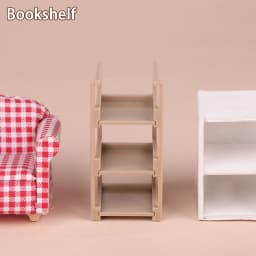 1/6 1/12 Dollhouse Miniature Bookcase Storage Rack Mini Wood Cherry Display Shelf Cabinet Cupboard Doll House Furniture Model