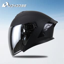 715-Motorcycle Dual Visor Flip-Up Modular Full-Face Helmet Anti-Fog Street Bike Racing Helmet for Women and Men Retro 3/4 Helmet