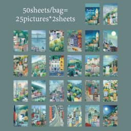 Mr.Paper 50Pcs Prelude to Spring Series Spring Landscape Illustration Memo Pad DIY Journal Scrapbook Collage Decor Craft Supplie