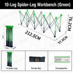 Heavy Duty Spider Workbench 3500kg Max, Folding Stand Bag, Quick Setup No Tool, Woodworking Garage Support 4 6 8 10 12 15 Legs