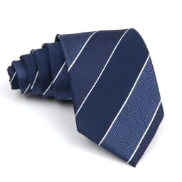 Men's Polyester 8cm Ties Vintage Navy Blue Striped Paisley Pattern Jacquard Weave Necktie Business Wedding Party Accessory Gift