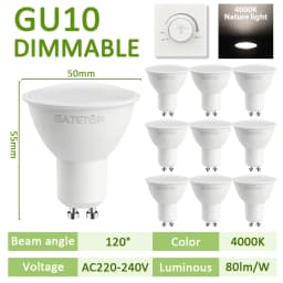 10pcs LED Spotlight GU10 Light Bulb Dimmable 220V 3000K 4000K 6000K 50W Halogen Replacement for Landscape Track Lighting