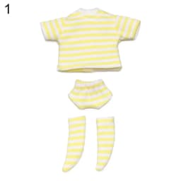 Doll Clothes Suits Stripe Shirt for 1/12 BJD Doll Clothes OB11 Doll T-shirt 1/11 Doll Panties Doll Cotton Socks Doll Accessories