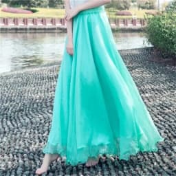 High-grade Double Layer Skirts Spring Summer Elastic High Waist Large Swing Gauze Chiffon Skirt A-line Pleated Long Beach Skirt