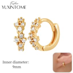 925 Sterling Silver Ear Needle Hoop Earrings Crystal Circle Small Huggie Earrings for Women Simple Females Girls Jewelry