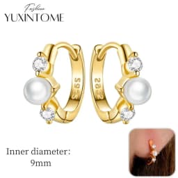 925 Sterling Silver Ear Needle Hoop Earrings Crystal Circle Small Huggie Earrings for Women Simple Females Girls Jewelry