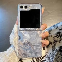 Marble Pattern Transparent Phone Case For Samsung Galaxy Z Flip 6 5 4 3 Clear Hard Folding Cover For Samsung Z Flip6 Flip5 Flip4