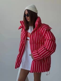 Color-Blocking Stripe Women's Cotton Jacket Zipper Long Sleeve Lace Cuff Stand-Up Collar Female Jacket Loose Casual Coats Ladies