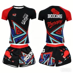 2026 Summer Men's MMA Training Suit Quick Dry Combat Sportswear Set Bold Pink & Black Graphic Shorts & T-Shirt Outfit for Kids