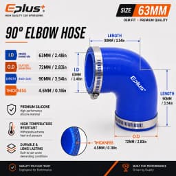 Universal Blue Silicone Tubing Hose 90 Degrees Pipe Coupler Car Intake Turbo Intercooler Silica Gel Hose Connector with Clamps