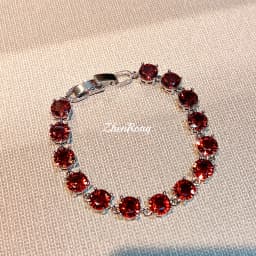 Pera Silver Round-Shaped Purple Cubic Zirconia Gemstone Pendant Chain Bracelet for Women Luxurious Wedding Jewelry