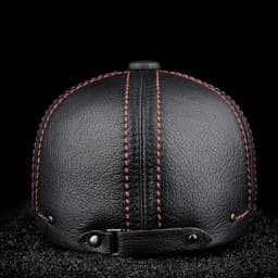 New Cowhide Genuine Leather Men Berets Cap Hat High Quality Fashion Men's Real Leather Adult Striped Black Hats