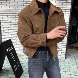 Vintage Suede Bomber Jacket Men Retro Flight Coat Streetwear High-End Outerwear Distressed Suede Finish Leather Coat for Men
