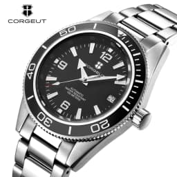 Gustom Logo Automatic Mechanical Men Watch 41mm NH35 Movement Sapphire Steel Strap Watch Waterproof Luminous 90 Ring Corgeut