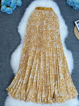 Polka Dot Print High Elegant A-line Pleated Long Skirt For Women 2025 Spring autumn Office Lady Casual Leopard Skirts