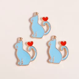 10pcs 13*17mm DIY Enamel Mini Cat Charms for Necklaces Pendants Earrings Cute Animal Charms Handmade Jewelry Making Accessories
