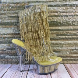 Brand Electroplated Tassels Pumps 17CM Thin High Heels Ankle Boots Pole Dance Nightclub Model Catwalk Platform Women's Shoes