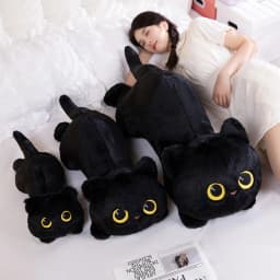 50-90cm Kawaii Black Cats Plush Toy Doll Big Cuddly Pillow Cushion Ins Cute Black Cat Plush Toy Doll For Boy Girl Brithday Gifts