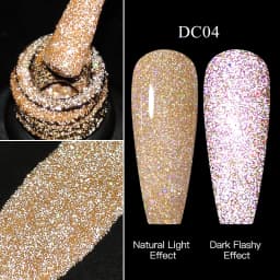 Mtssii Reflective Glitter Gel Pink Sparkling Sequins Gel Nail Polish Soak Off UV Nail Gel Semi-permanent Nail Art Decoration