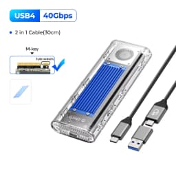 ORICO 40Gbps M.2 NVMe SSD Enclosure with Built-in Cooling Fan, Tool-Free External Hard Drive Enclosure for Thunderbolt 3/4 USB4