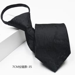 New 7cm Mens Tie Pre-tied Easy Wear Neck Tie Business Wedding Zipper Lazy Pre-tied Korean Style Striped Plaid Solid Necktie