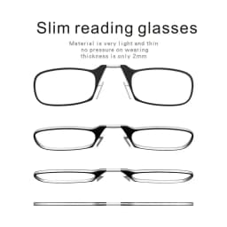 Clip Nose Reading Glasses for Men Eyeglasses Without Temples Eyeglasses for Women Fashion Magnifying Glasses Clear Frame Black
