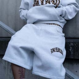 High Street Summer Fashion Leopard Print Letter Patchwork Double Waistband Shorts Y2K American HipHop Loose Straight Rock Slacks