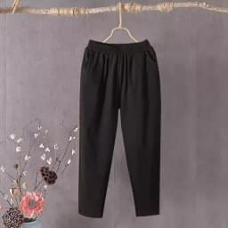 Cotton Linen Loose Fit Summer Thin White Casual Pants High Waist Nine Points Harlan Pants for Women Commute Sle Korean Version