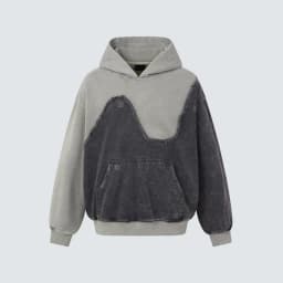 American Washed Color Blocked Patchwork Hooded Sweatshirt With Irregular Frayed Edges Loose Fitting Hoodie For Both Men Women