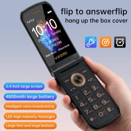 UNIWA 4G Feature Phone YeeMI S7 Dual SIM Dual Screen Large Fonts Phones For Old Man 4800mAh Cellphone Russian Hebrew keyboard