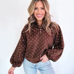 Women Polka Dot Sweatshirt Half Zip Pullover Oversized Loose Fit Long Sleeve Casual Tops Autumn Winter Streetwear