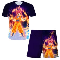 Dragon Ball Z 3D T-shirt Set for Boys Girls Super Goku Saiyan Summer Top+Shorts Children's Short-Sleeve Birthday Gift for Boys
