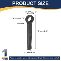Uxcell Box End Striking Ring Wrench 17mm-48mm Metric CR-V Steel 12-Point Flat Strike Wrench Baking Paint Single Head Spanner