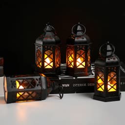 〔YY32〕Retro Desktop Lamp - Halloween Ambient Decor & Creative Gift Hexagonal LED Wind Lamp Candle Lamp Portable Pony Lamp