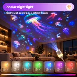 2‑in‑1 Star Sky Projector Lamp Adjustable Focus & 360° Projection Angle Colorful Night Light, Replaceable Films for Bedroom Living Room Festive Party Decor Gift