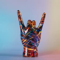 Graffiti Rock On Hand Statue Model Gesture Figurines 20cm Music Band Room Bookshelves Desktop Living Room Decor Modern Art Pop
