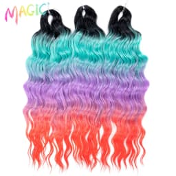 Magic 24Inch 3PCS Loose Wave Synthetic Crochet Hair Bundles Copper Red Heat Resistant Hair Extensions For Women Braiding Styling