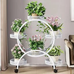 Floor Standing Mobile Plant Rack with Wheels Epipremnum Pot Stand Iron Multi-Layer Balcony Flower Shelf Storage Organizer