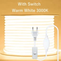 220V COB LED Lamp Strip 1-30M Switch/Dimmable Power EU Plug RA90 Outdoor Garden 288LEDs/m FOB LED Tape Bedroom Kitchen Lighting