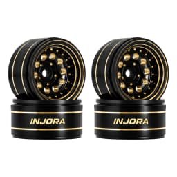 INJORA 39g Black Coating Brass 1.0" Beadlock Wheel Rims for 1/24 1/18 RC Crawler Car Axial SCX24 AX24 TRX4M FCX24 (W1008)