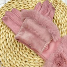 Soft PU Leather Suede Splicing Winter Women Warm Gloves Fashion Elegant Plush Wrist Windproof Thicken Cycling Drive Touch Screen