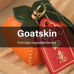 CRAZYSMITH Handmade Genuine Leather Bag Charm Persimmon Keychain Purse Charms Bag Pendant for Handbags Gift Bag Accessories