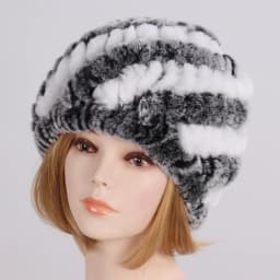 Women's Winter Knitted Real Rex Rabbit Fur Hat Scarf Gloves Set Natural Warm 3-Piece Ensemble Includes Fur Cap Scarves Mitt