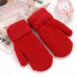 Winter Warm Plus Cashmere Solid Elasticity Soft Full Fingers Mittens Gloves for Women Rabbit Fur Thicken Knitted Cute Gloves