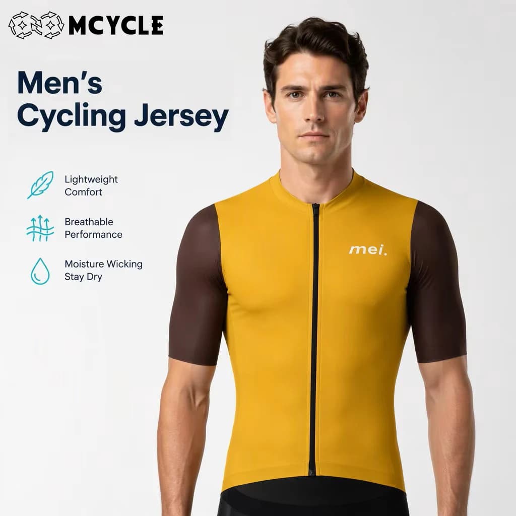 Mcycle Men Summer Short Sleeve Cycling Jersey Quick‑Dry Breathable Pro Fit For MTB Breathable Road Bike Bicycle Riding Top
